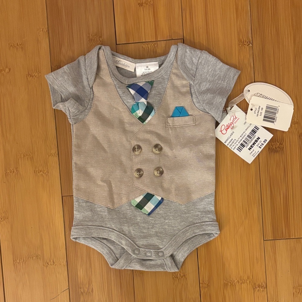 Stylish Gray and Tan Bodysuit with Vest
